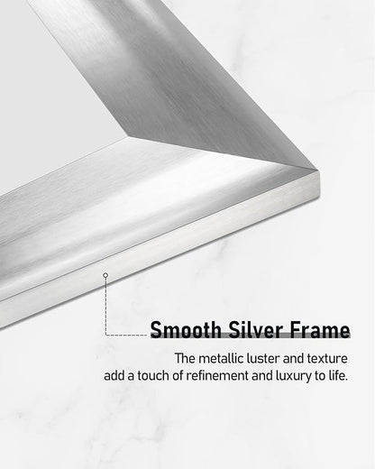 CULER Silver Wood Wall Mirror for Bathroom,Rectangle Rustic 24 x 36 inch Hanging Vanity Mirrors with Wooden Frame for Living Room,Bedroom,Entryway