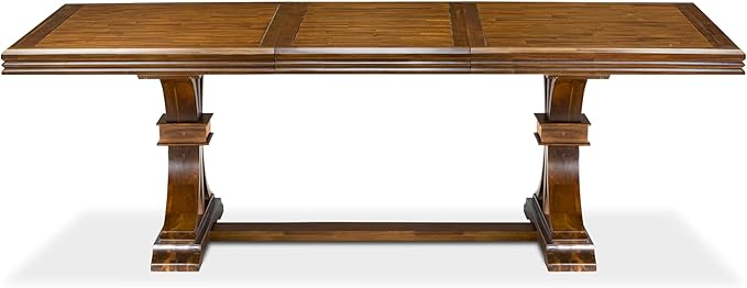 NESI9-AWA-04-9-Piece Dining Table Set Consists of a Modern Kitchen Table and 8 Light Tan Linen Fabric Dining Chairs with Button Tufted Back - Antique Walnut Finish