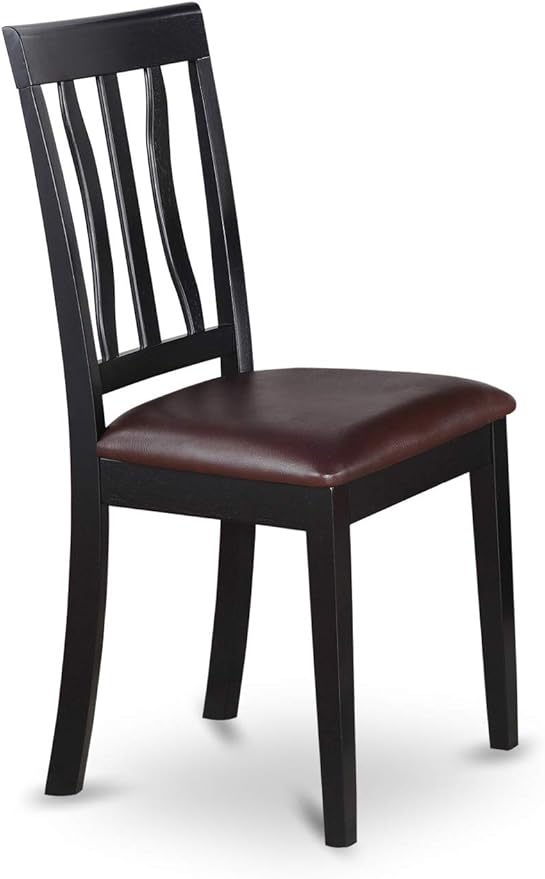 East West Furniture LGAN5-BLK-LC 5 Piece Dining Room Table Set Includes a Rectangle Wooden Table with Butterfly Leaf and 4 Faux Leather Kitchen Dining Chairs, 42x84 Inch, Black