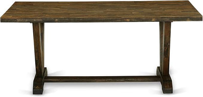 East West Furniture V777VE703-9 9 Piece Dining Room Table Set Includes a Rectangle Dining Table with V-Legs and 8 Brown Linen Fabric Upholstered Parson Chairs, 40x72 Inch, Multi-Color