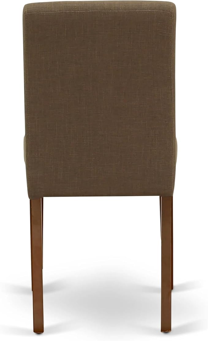 East West Furniture CAAB5-MAH-18 5 Piece Modern Dining Table Set Includes a Rectangle Wooden Table and 4 Coffee Linen Fabric Upholstered Parson Chairs, 36x60 Inch, Mahogany