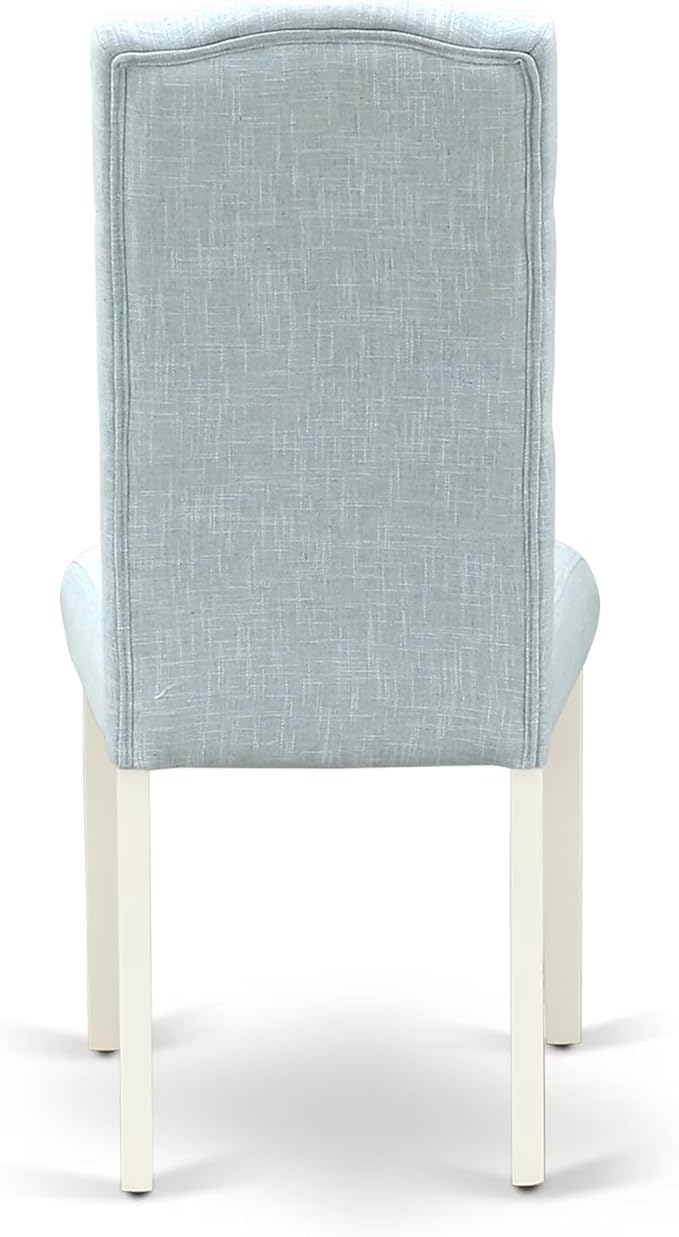 East West Furniture V077CE215-5 5 Piece Modern Dining Table Set Includes a Rectangle Wooden Table with V-Legs and 4 Baby Blue Linen Fabric Upholstered Chairs, 40x72 Inch, Multi-Color