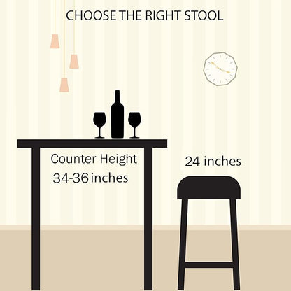 Lavish Home 24-Inch Bar Stools - Backless Barstools with Hairpin Legs, Wood Seat - Kitchen or Dining Room - Modern Farmhouse Barstools (Set of 4)