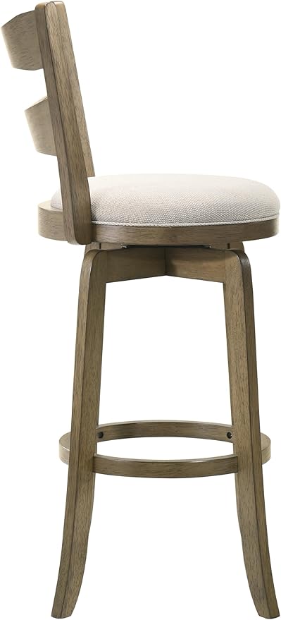 Armen Living Blair 26 in. Putty Brown Counter Height Rubberwood Swivel Barstool with Cream Fabric Seat