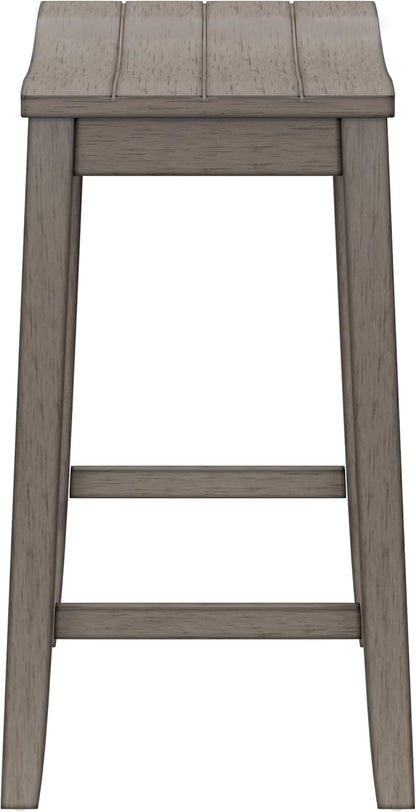 Hillsdale Fiddler Wood Backless Counter Height Stool with Saddle-Style Seat, Aged Gray