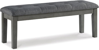 Signature Design by Ashley Hallanden Rustic Tufted Upholstered Dining Room Bench, Gray