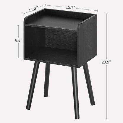 Yoobure Mid Century Modern Nightstand for Small Spaces - Small Side Table with Storage Shelf, Wood End Table Night Stand, Vintage End Tables Living Room, Minimalist Side Tables for Bedroom Dorm Office