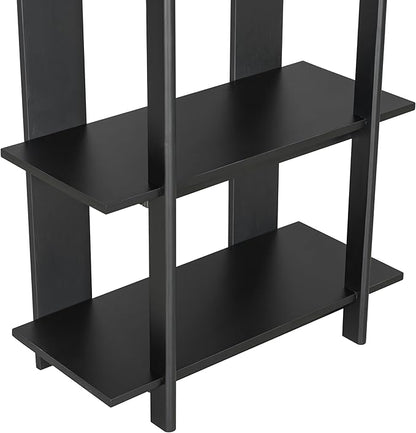 Christopher Knight Home Milio Modern 4 Shelf Bookcase, Acacia Solid Wood Book Organizer with Non-Slip Foot Pads, Sturdy Open Storage Shelf, Big Book Shelf, Floor Standing Unit, 70.20'' Height, Black