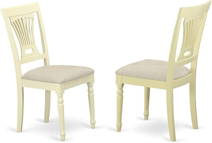 East West Furniture SUPL5-BMK-C 5 Piece Dining Room Furniture Set Includes a Round Kitchen Table with Dropleaf & Shelves and 4 Linen Fabric Upholstered Chairs, 42x42 Inch, Buttermilk & Cherry