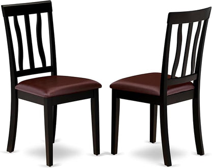 East West Furniture LGAN5-BCH-LC 5 Piece Dining Room Furniture Set Includes a Rectangle Kitchen Table with Butterfly Leaf and 4 Faux Leather Upholstered Chairs, 42x84 Inch, Black & Cherry