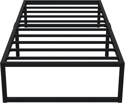 EMODA 16 Inch Narrow Twin Bed Frame 30x75, Heavy Duty Metal Platform No Box Spring Needed, Easy Assembly Noise Free, Black