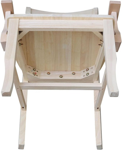 Solid Wood Double X-Back Dining Chair with Arms in Unfinished Parawood, Classic Kitchen/Dining Furniture, Stainable & Paintable, 23.6" W x 22" D x 41.3" H, Wide Arm Width, Traditional & Durable