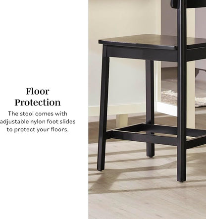 Walker Edison 2-Piece Minimalist Solid Wood Counter Stool, Set of 2, Black