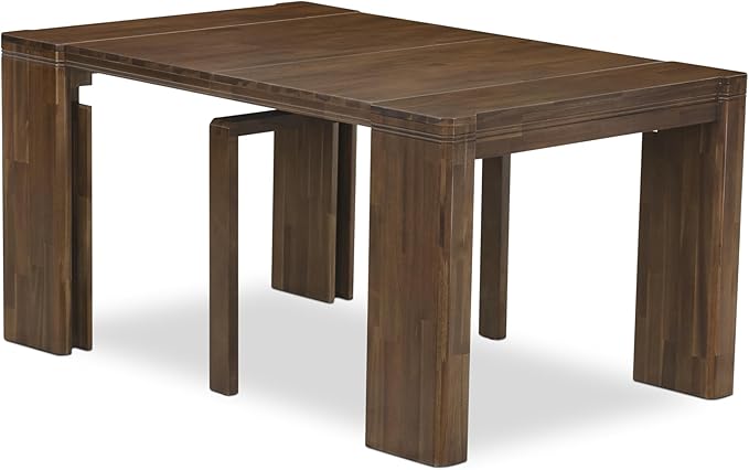 X02SI-2C8-04 - 6 pc Modern Dining Set contains an Extendable Rectangle Kitchen Table, 1 Coffee Table, 2 Dining Chairs and 2 Modern Benches, 39x120 Inch, Antique Walnut