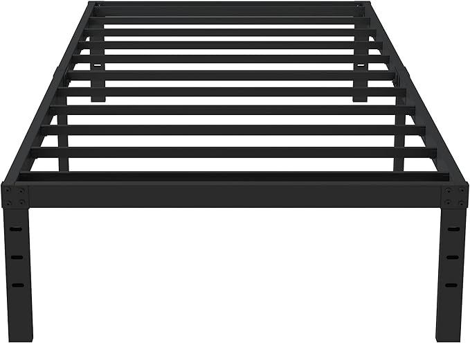 16 Inch Narrow Twin Bed Frame 30x75 No Box Spring Needed, Metal Platform 75x30 Narrow Twin Bed Frames, Eassy Assembly 3,500 lbs Heavy Duty Bedframes, Black