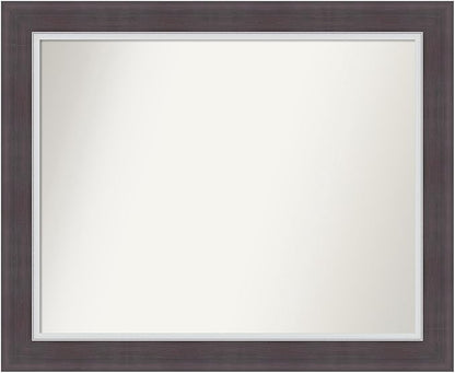 Amanti Art Brown Bathroom Mirror for Over Sink, 28x34 Ellie Brown Silver Rectangle Vanity Mirror, Large Modern Frame, Hangs Horizonally and Vertically, Bathroom Wall Decor, Non-Beveled Edge