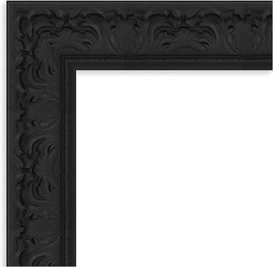 Amanti Art Black Bathroom Mirror for Over Sink, 29x35 Luxe Black Rectangle Vanity Mirror, Large Traditional Frame, Hangs Horizonally and Vertically, Bathroom Wall Decor, Beveled Edge
