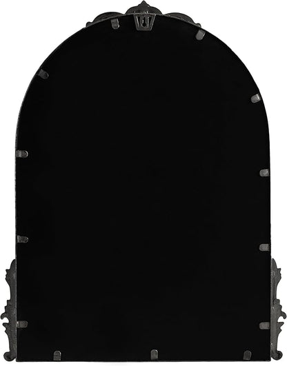 Kate and Laurel Myrcelle Traditional Arched Mirror; 21 x 26; Antique Black; Decorative Arch Vintage Mirror with Ornate Garland Detailing Along The Crown and Edges of The Frame
