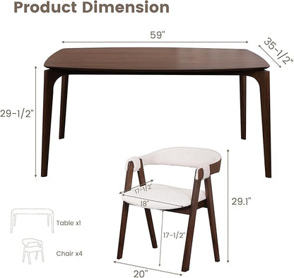CONSDAN Dining Chairs Set of 2, Solid Wood Frame, Sturdy Construction, Ergonomic Design, Plush Faux Sherpa Cushions, Faux Leather Covered Back