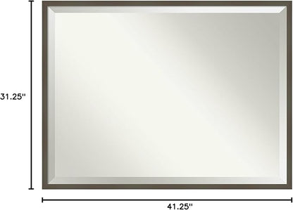 Amanti Art Grey Wall Mirror 31x41 Svelte Clay Grey Rectangle Bathroom Mirror for Wall Decor Living Room, X-Large Modern Wood Frame, Hangs Horizonally and Vertically, Bathroom Decor, Beveled Edge