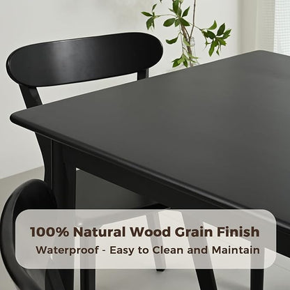 DELAVIN 47.2" Rectangle Solid Wood Dining Table, Modern Kitchen Table, Oak Dining Room Table, Easy Assembly, Black