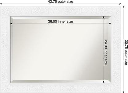 Amanti Art White Bathroom Mirror for Over Sink, 31x43 Luxe White Rectangle Vanity Mirror, Large Traditional Frame, Hangs Horizonally and Vertically, Bathroom Wall Decor, Beveled Edge
