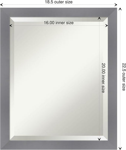 Amanti Art Grey Wall Mirror 23x19 Edwin Grey Rectangle Bathroom Mirror for Wall Decor Living Room, Small Casual Wood Frame, Hangs Horizonally and Vertically, Bathroom Decor, Beveled Edge from WI, USA