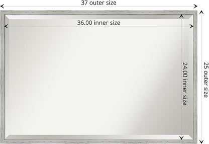 Amanti Art White Bathroom Mirror for Over Sink, 25x37 Shiplap White Narrow Rectangle Vanity Mirror, Large Coastal Wood Frame, Hangs Horizonally and Vertically, Bathroom Wall Decor, Beveled Edge