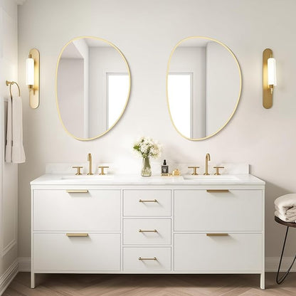 WallBeyond Irregular Wall Mirror, Asymmetrical Mirror Wall Mounted with Gold Framed for Living Room, Bathroom, Bedroom, Entryway Wall Decor, 28"×21", Gold