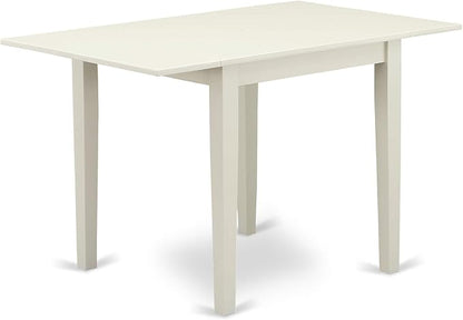 East West Furniture NDGR5-LWH-W 5 Piece Dining Room Furniture Set Includes a Rectangle Kitchen Table with Dropleaf and 4 Dining Chairs, 30x48 Inch, Linen White