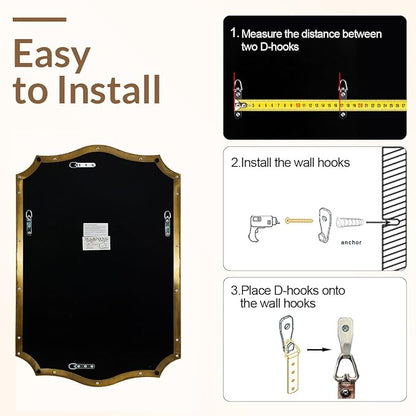 ANDY STAR Gold Vanity Mirror, 22x30 Inch Brushed Gold Mirror for Bathroom, Unique Rectangle Mirror in Rust-Proof Stainless Steel 1" Frame, Ideal for Bathroom, Powder Room, Mantel
