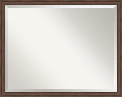 Amanti Art Brown Wall Mirror 24x30 Florence Medium Brown Rectangle Bathroom Mirror for Wall Decor Living Room, Large Casual Frame, Hangs Horizonally and Vertically, Bathroom Decor, Beveled Edge