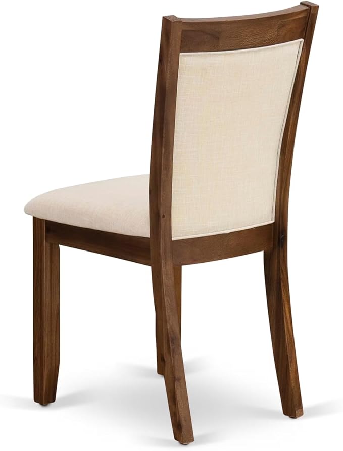 East West Furniture V777MZN32-5 5 Piece Modern Dining Table Set Includes a Rectangle Wooden Table with V-Legs and 4 Light Beige Linen Fabric Upholstered Chairs, 40x72 Inch, Multi-Color