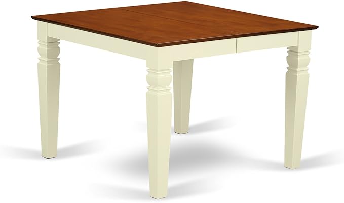 East West Furniture WEIP7-BMK-W 7 Piece Dining Set Consist of a Rectangle Dining Room Table with Butterfly Leaf and 6 Kitchen Chairs, 42x60 Inch, Buttermilk & Cherry