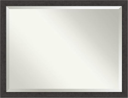 Amanti Art Brown Wall Mirror 34x44 Rustic Plank Espresso Narrow Rectangle Bathroom Mirror for Wall Decor Living Room, X-Large Rustic Farmhouse Frame, Hangs Horizonally and Vertically, Bathroom Decor