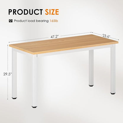 DlandHome 47 inches Medium Computer Desk, Composite Wood Board, Decent and Steady Home Office Desk/Workstation/Table, BS1-120TW Teak and White Legs, 1 Pack