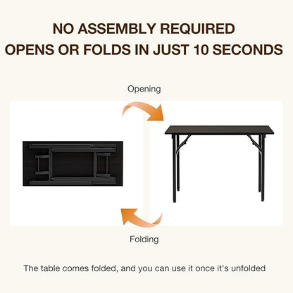 TEMI Small Computer Desk Folding Table - 43.3" Foldable Office Desk, No Assembly, Perfect for Small Spaces in Bedroom, or Apartment, Portable Mini Desk or Study Table Compact Design, Charcoal Wenge