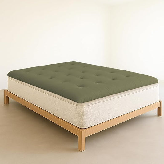 ZonLi Japanese Floor Futon Mattress Twin Size 39"x 80",100% Cotton 2.5'' Thicken Tatami Mattress,Foldable Sleeping Pad,Portable Dormitory Tatami Mat,Roll Up Floor Lounger Bed for Adult (Winter Moss)
