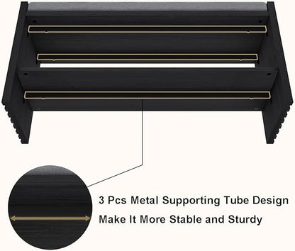 BON AUGURE Storage Bench, Entryway Bench with Shoes Storage, Wooden Benches with Seat Cushion, Shoe Rack Benches for Entry, Entrance, Front Door (Black Oak, 40 Inch Wide)