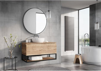 26inch Bathroom Round Mirror,Wall Mounted Vanity Mirror,Steel Frame,Black,Steel Frame