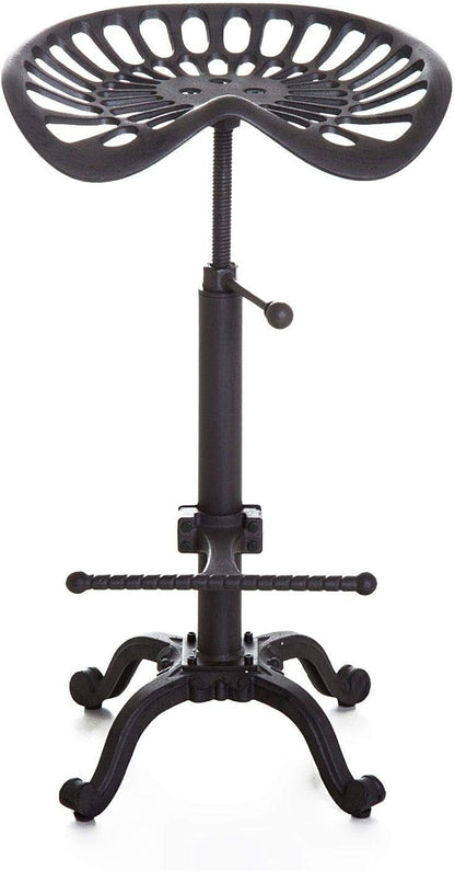 Industrial Bar Stool-Swivel Tractor Seat-Kitchen Dining Counter Chair-Extra Pub Height- Adjustable 24.8-31"-Iron Cast Design