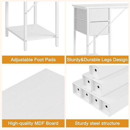 Computer Desk with 4 Drawers, 47 Inch Office Table with Storage, Gaming with CPU Shelves, Writing Desk Workstation for Home Office, Study, Bedroom, Work from Home, White