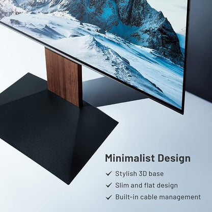 WALL V3 Low Type | Sleek 32-80 Inch Universal Ultra thin TV Stand | Walnut | for Living Room and Bedroom, Space Saving, Adjustable Mount, No Drill, Japanese Design & Engineering
