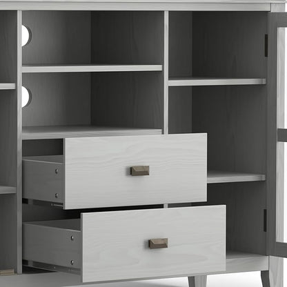 SIMPLIHOME Artisan SOLID WOOD 53 inch Wide Contemporary TV Media Stand in Fog Grey For TVs up to 60 inches for the Living Room and Entertainment Center
