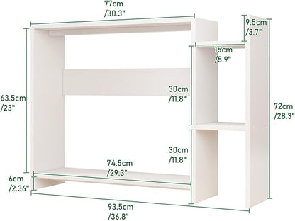 IBUYKE Desktop Bookshelf,36.8" Desktop Organizer Shelf,Wood Desk Hutch for Computer Monitor,Display Shelf for Office Home Dormitory,White TMZ008W