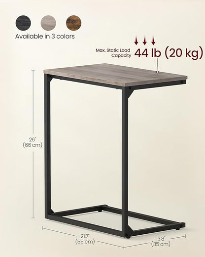 VASAGLE C Shape End Table, Small Coffee Table For Couch Or Sofa, Industrial Side Table In Living Room, Bedroom, 13.8 x 21.7 x 26 Inches, Greige and Classic Black ULNT052B02