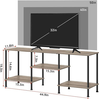 OYEAL 50 inch TV Stand for Living Room Farmhouse Entertainment Center with Storage Shelves 3 Tier TV Console Table Media Cabinet for 50 43 40 32 Inch TV, Rustic Grey