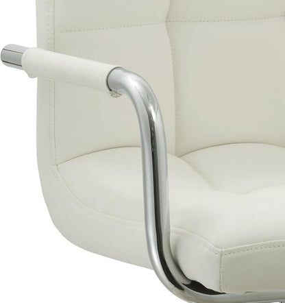 AC Pacific Contemporary Adjustable Swivel Kitchen Bar Stool Chair with Cushion and Armrest, 24"-33", White