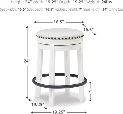 Signature Design by Ashley Valebeck 24" Counter Height Upholstered Swivel Stool, White & Black