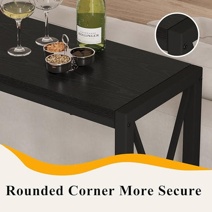 BON AUGURE Bar Table, 55 in Counter Height Pub Table, Tall Narrow Behind Couch Sofa Table, High Top Wood Long Console Tables for Home, Living Room (Black Oak)